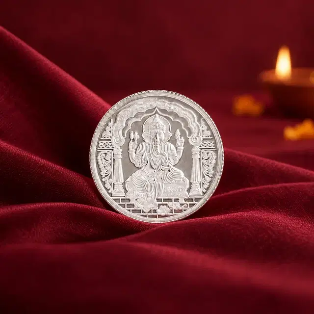 Unniyarcha 999 Pure Silver Lord Ganesha Puja Coin, 5 g