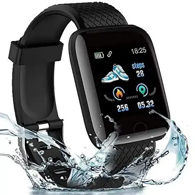 ID116 Plus Bluetooth Fitness Smart Watch, Black