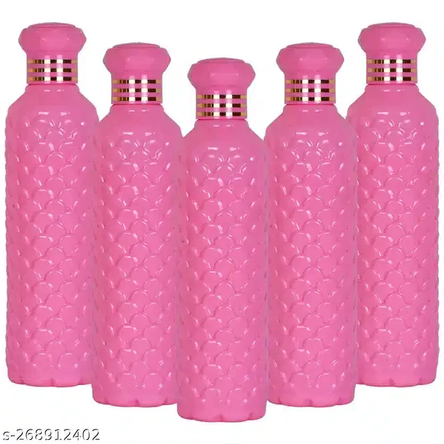 Plastic Water Bottles Set, Pack of 5, Pink, 1000 ml