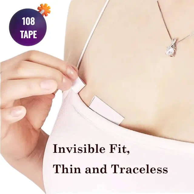 Acrylic Film Clothing 108 Double Sided Tape Strips, Transparent, Set of 1