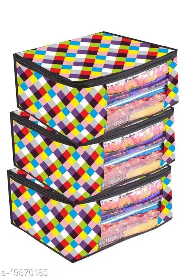 PVC Foldable Under Bed Storage, Multicolor, Pack of 3