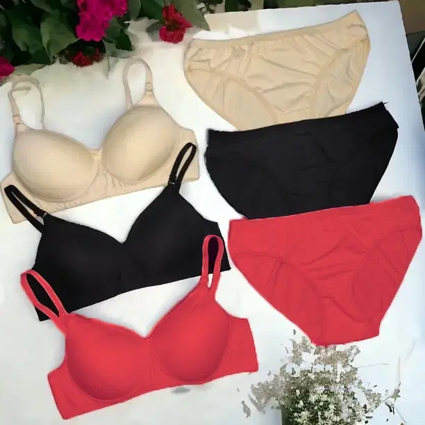 Cotton Blend Lingerie Set for Women, Multicolour, Pack of 3 (28B)