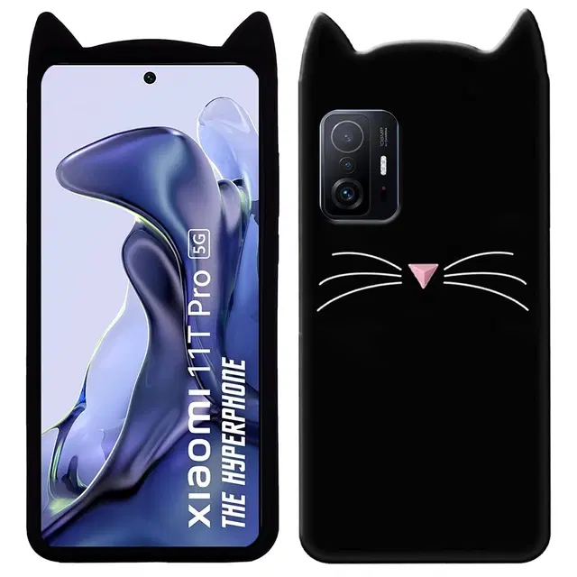 Rubber Mobile Back Cover for Xiaomi 11T 5G (Black)