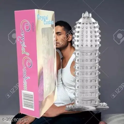 Crystal Dotted Reusable Condom for Men, Transparent, Pack of 1
