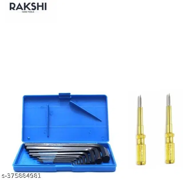, 9 Pcs Allen Key Combination Wrench Set with 2 Pcs Line Tester, Multicolor, Set of 2