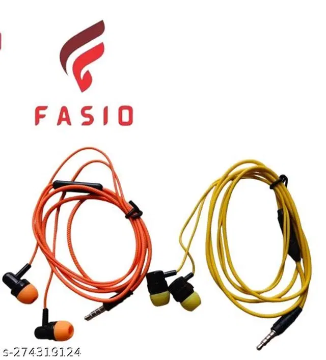 Premium 3.5 mm Jack Wired Earphones, Orange & Yellow, Pack of 2