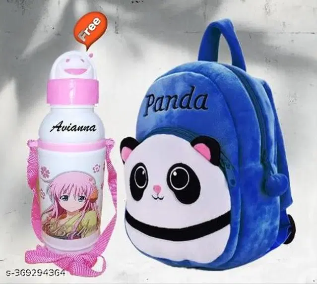 Synthetic Backpack with Sipper for Kids, Multicolor, Set of 2