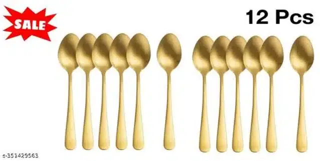 Stainless Steel Spoons, Golden, Pack of 12