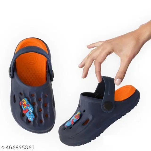 Clogs for Kids (Navy Blue & Orange, 2-2.5 Years)