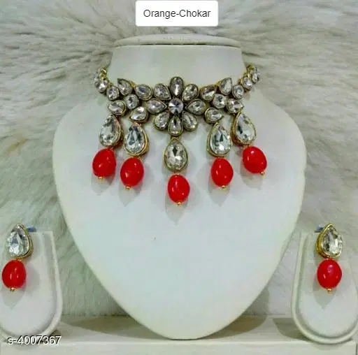 Attractive Women'S Jewellery Set, Orange