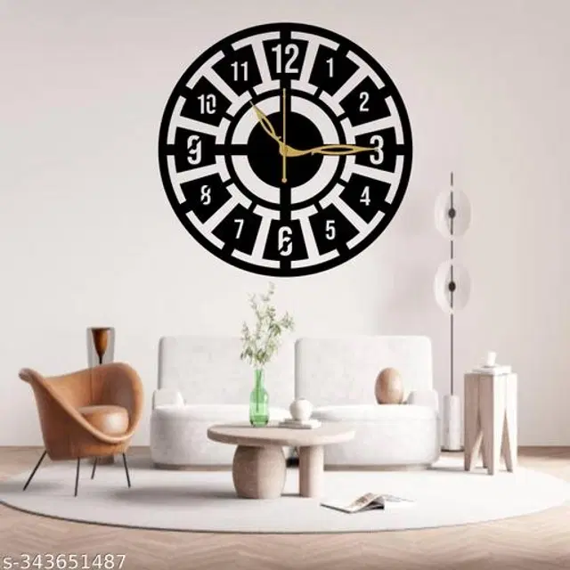 Wooden Wall Clock for Home, Black