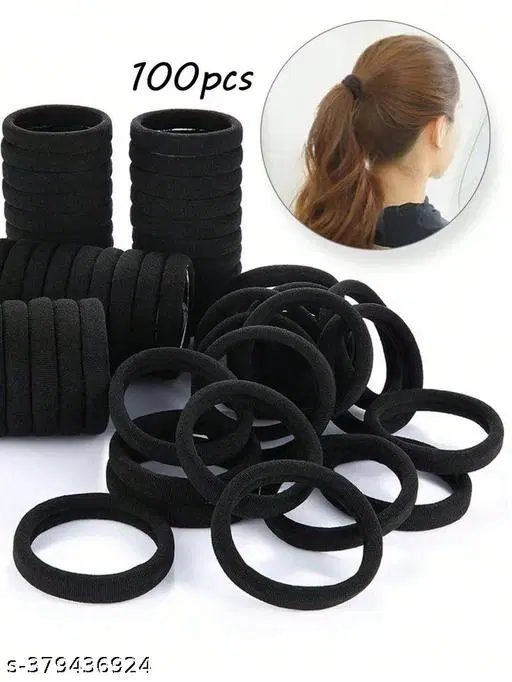 Pack of 100 Rubber Bands for Women (Black, Pack of 100)