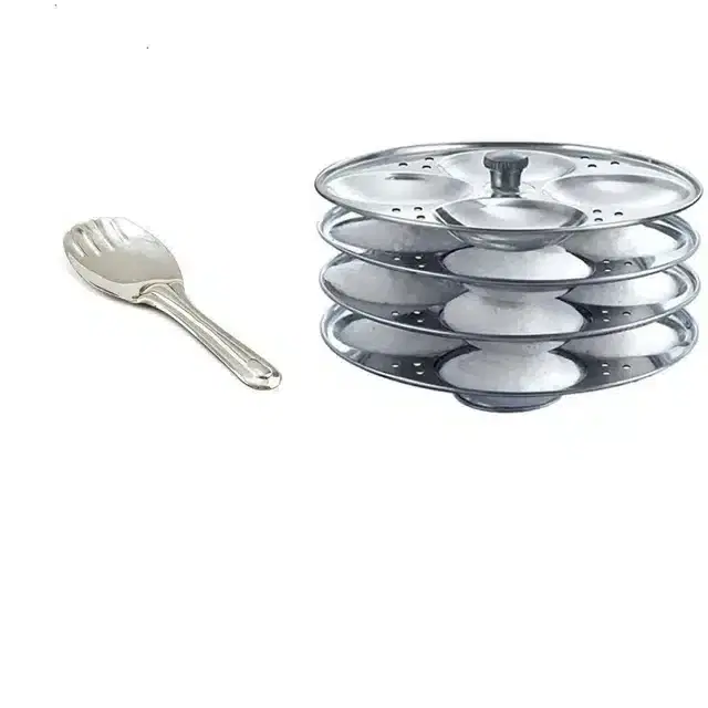 Stainless Steel Rice Palta & Idli Making Stand of 4 Plates, Combo of 2