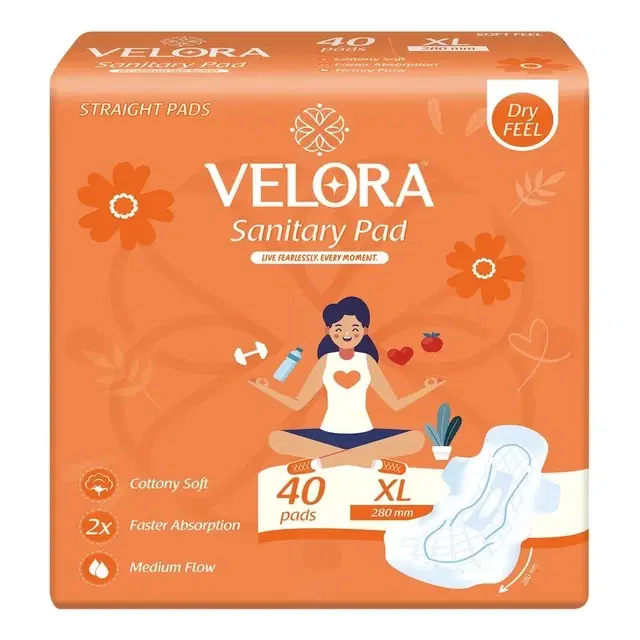 Velora Dry Feel Straight Sanitary Pad (XL) - 40 Pads