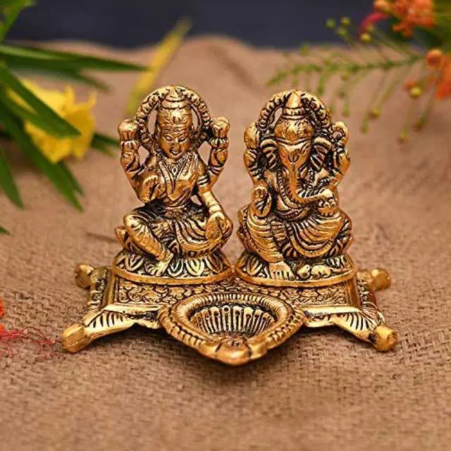 Tevatiya Shri Laxmi Ganesha Pooja Metal Deepak Diya, Te-005