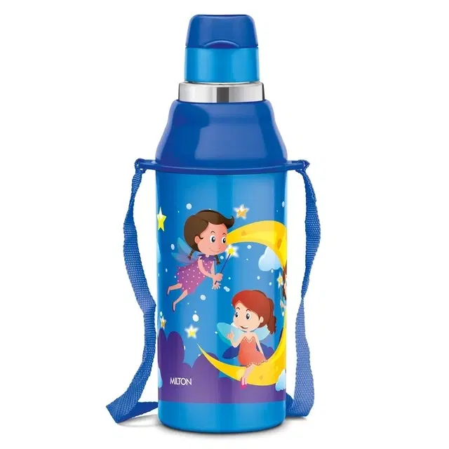 Milton Kool Stunner 400 Kids Plastic Insulated Water Bottle with Straw, 380 ml, Sipper Bottle, Leak Proof, BPA Free, Food Grade, School & Picnic Bottle, Blue