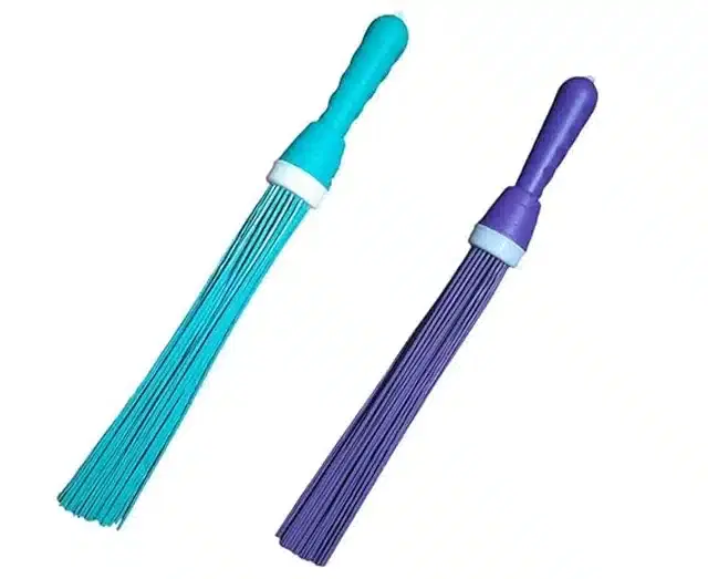 Plastic Sticks Brooms for Bathroom, Multicolor, Pack of 2