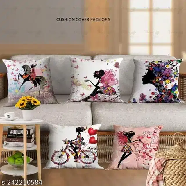 Cushion Cover for Home, Multicolor, 16x16 inches, Pack of 5