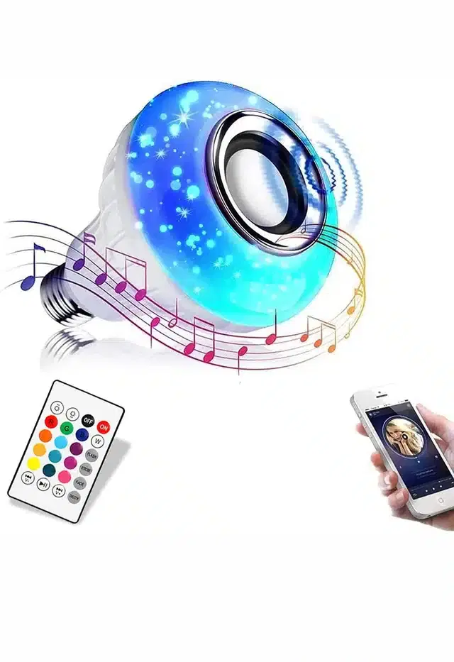 Bluetooth LED Bulb with Remote, Multicolor, Set of 1