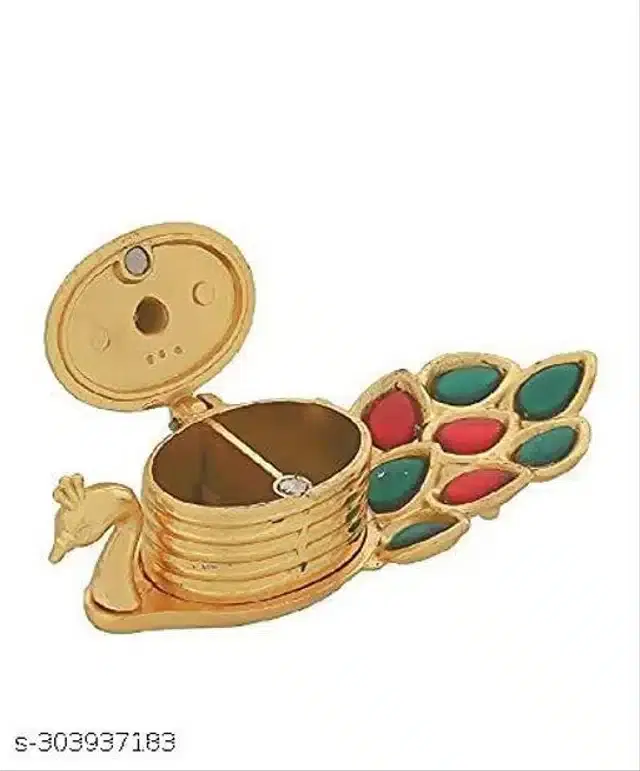 Peacock Shape Sindoor Box, Gold