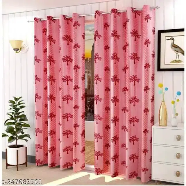 Curtains for Door, Red, 7 Feet, Pack of 2