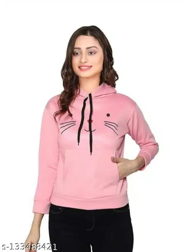 Full Sleeves Hoodie for Women (Pink, S)