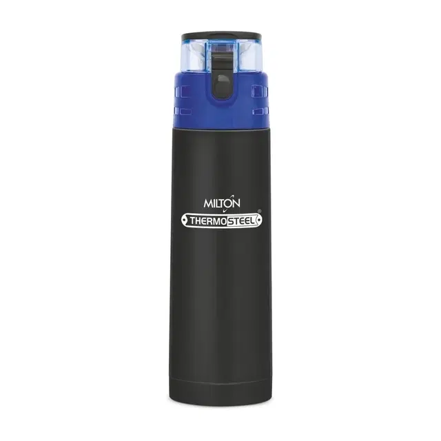 Milton Atlantis 900 Thermosteel Water Bottle 750 ml, 24 Hr Hot and Cold I Leak Proof Lid, ISI Certified I Double Wall Vacuum Insulated Flask for Office, Gym, School, Sports, Travel I Black