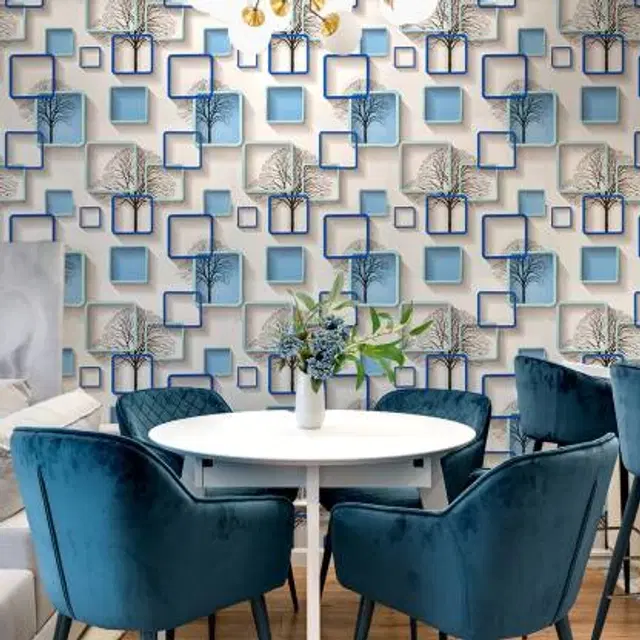 Kaaf Waterproof Abstract Blue Wallpaper, Brown, 60X200 Cm
