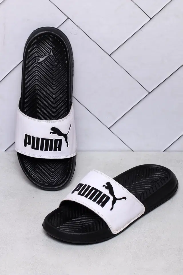 Puma Sliders for Men (Black & White, 6)