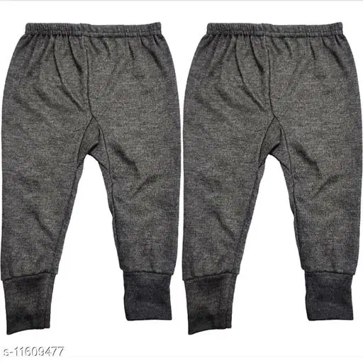 Woolen Thermal Bottomwear for Kids, Pack of 2 (Grey, 12-18 Months)