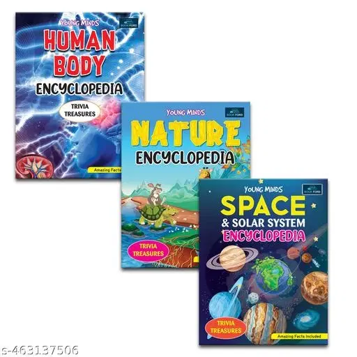 Young Minds Encyclopedia - Set Of 3 Books - Space, Human Body, And Nature Encyclopedia For Kids