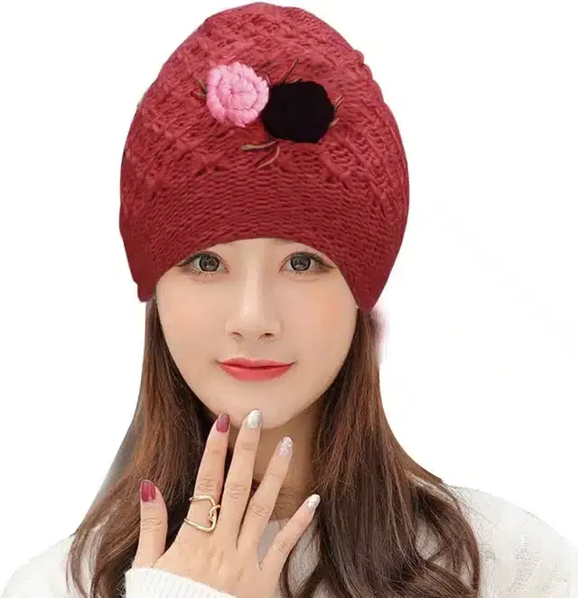 Beanie Cap for Women (Red)