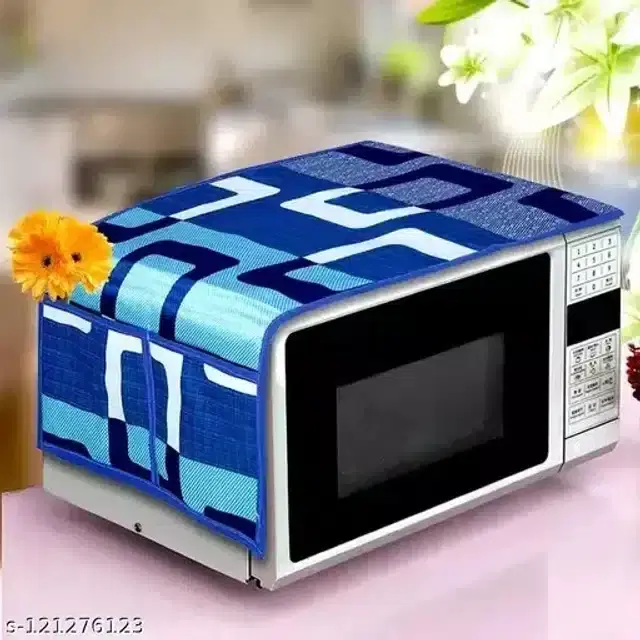 Microwave Top Cover with 4 Utility Pockets, Blue