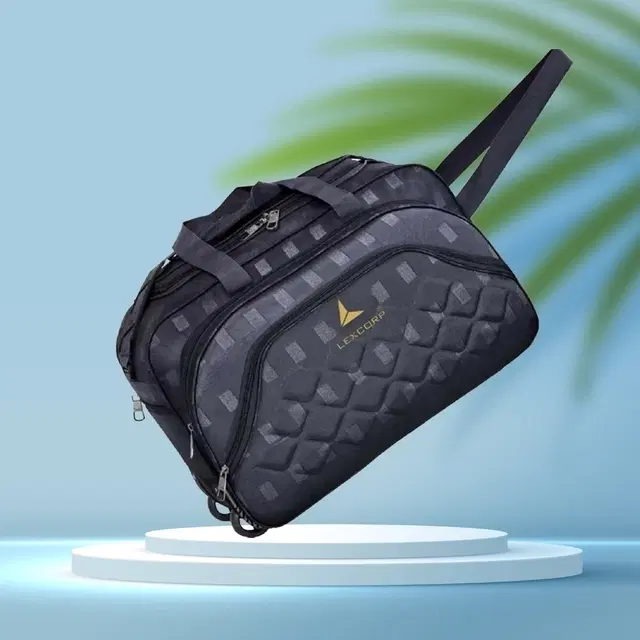 Polyster 65 L Trolley Duffel Bag with Wheels(Grey),Criss Cross Square Box Design Duffle Trolley Bag