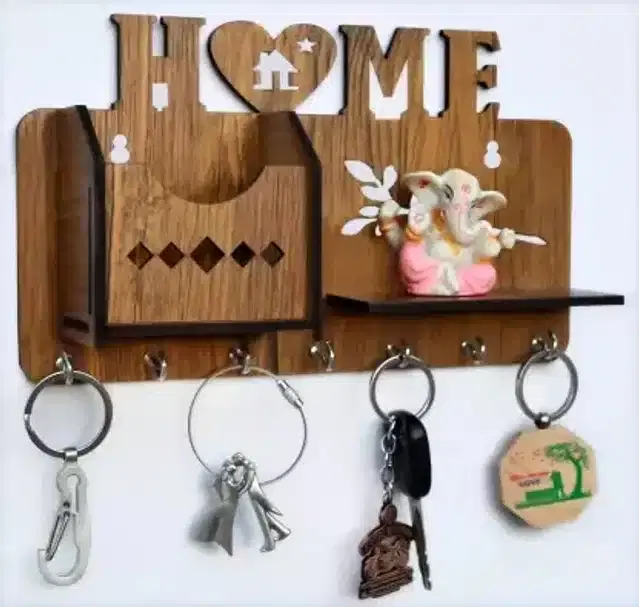 Wooden Mobile & Keys Holder, Brown