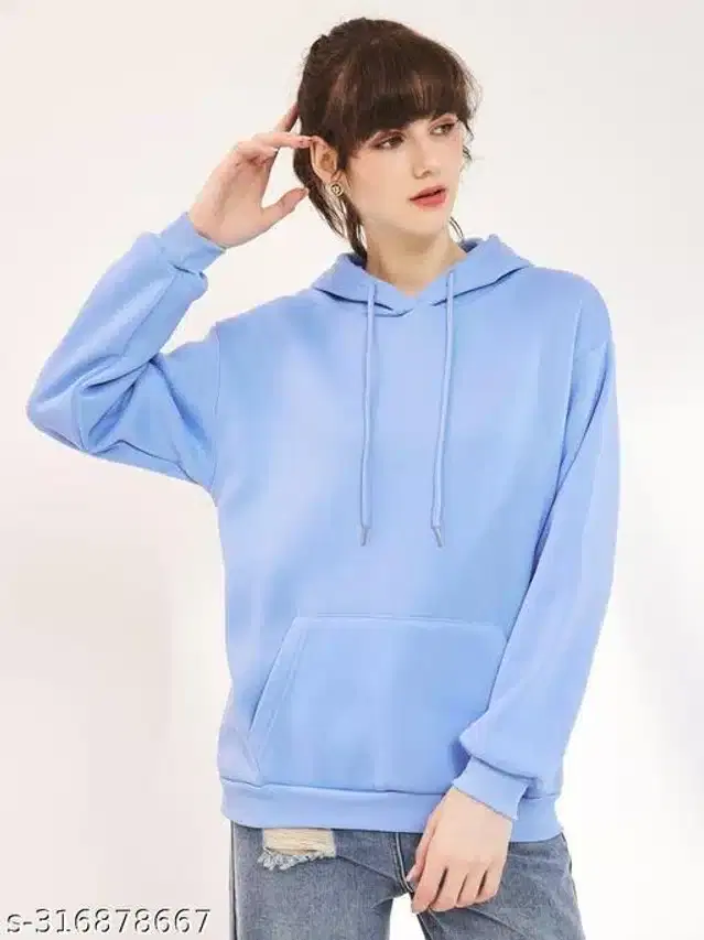 Full Sleeves Hooded Sweatshirt for Women (Sky Blue, S)