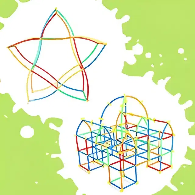 Plastic Educational Straw 200 Pcs Assembly Blocks Toy Set for Kids, Multicolor