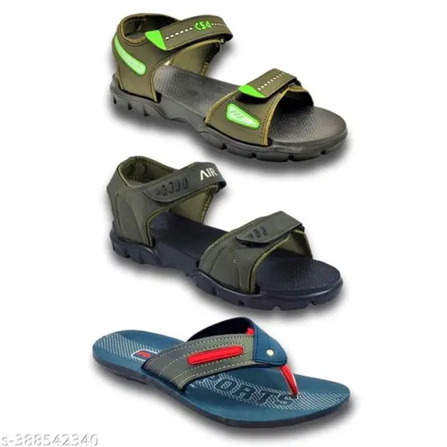 Sandals with Flipflop for Men, Pack of 3 (Multicolor, 6)