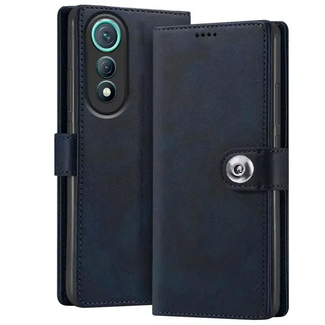 Artificial Leather Mobile Flip Cover for Tecno POVA CURVE (Blue)