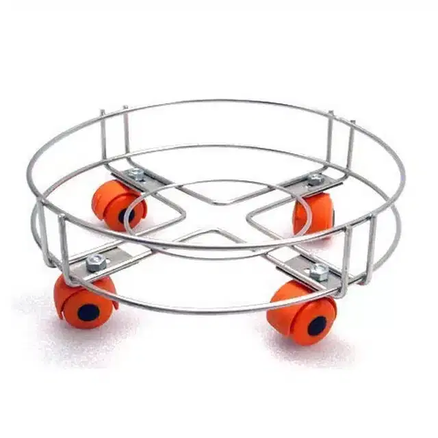 Cylinder Trolley with Wheels for Kitchen, Silver