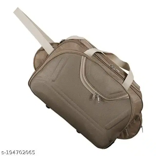 Polyester Strolley Duffel Bag, Brown, 40 L