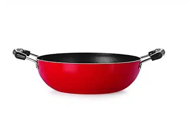 Non Stick Aluminium Kadhai, Red, 26 cm