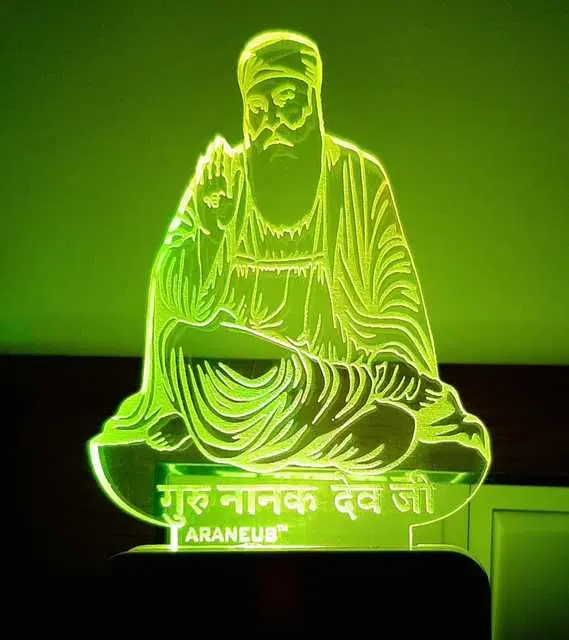Unicept Guru Nanak Ji 3D Illusion Designe Extremely 7 Color Changing Night Lamp, Multicolor, NE-34