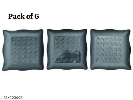 Plastic Plates for Kitchen, Grey, Pack of 6