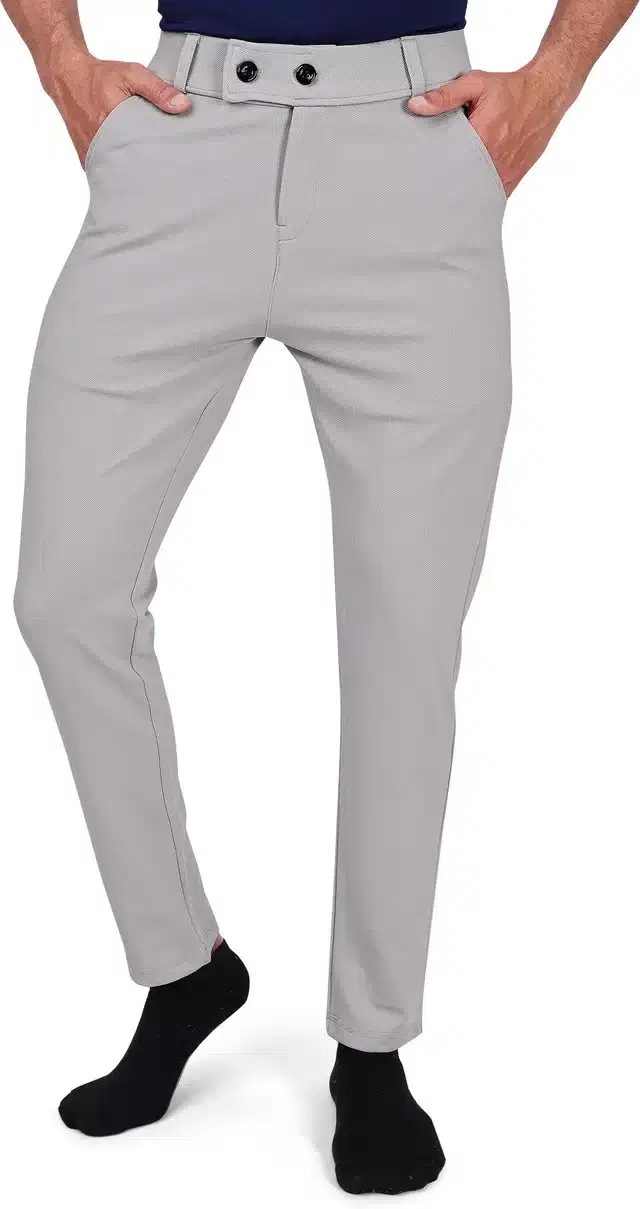 Lycra Blend Trouser for Men (Light Grey, 28)
