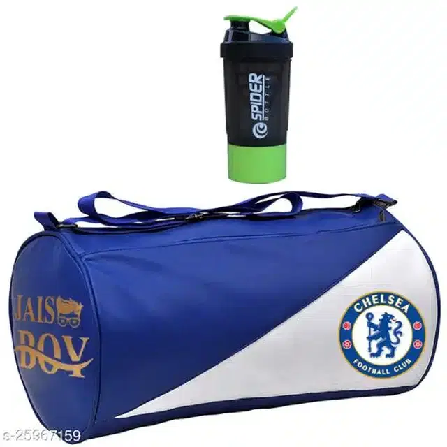 Combo of Gym Bag with Shaker Bottle, 500 ml, Multicolor, Set of 2