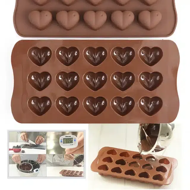 Silicone Heart Shaped Chocolate Mould, Brown