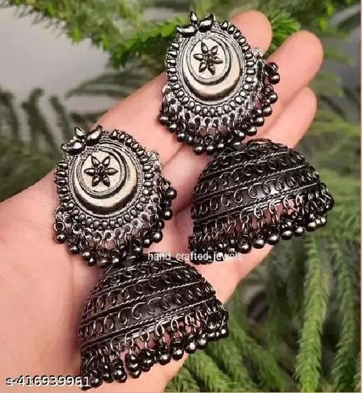 Beautiful Black Oxidised Jhumka Earring