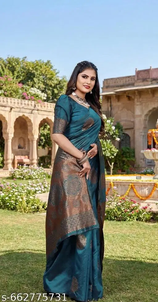 Banarasi Silk Saree for Women (Multicolor, Free Size)