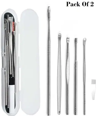 Stainless Steel 4 Pcs Acne Blackhead Remover, Silver, Set of 2